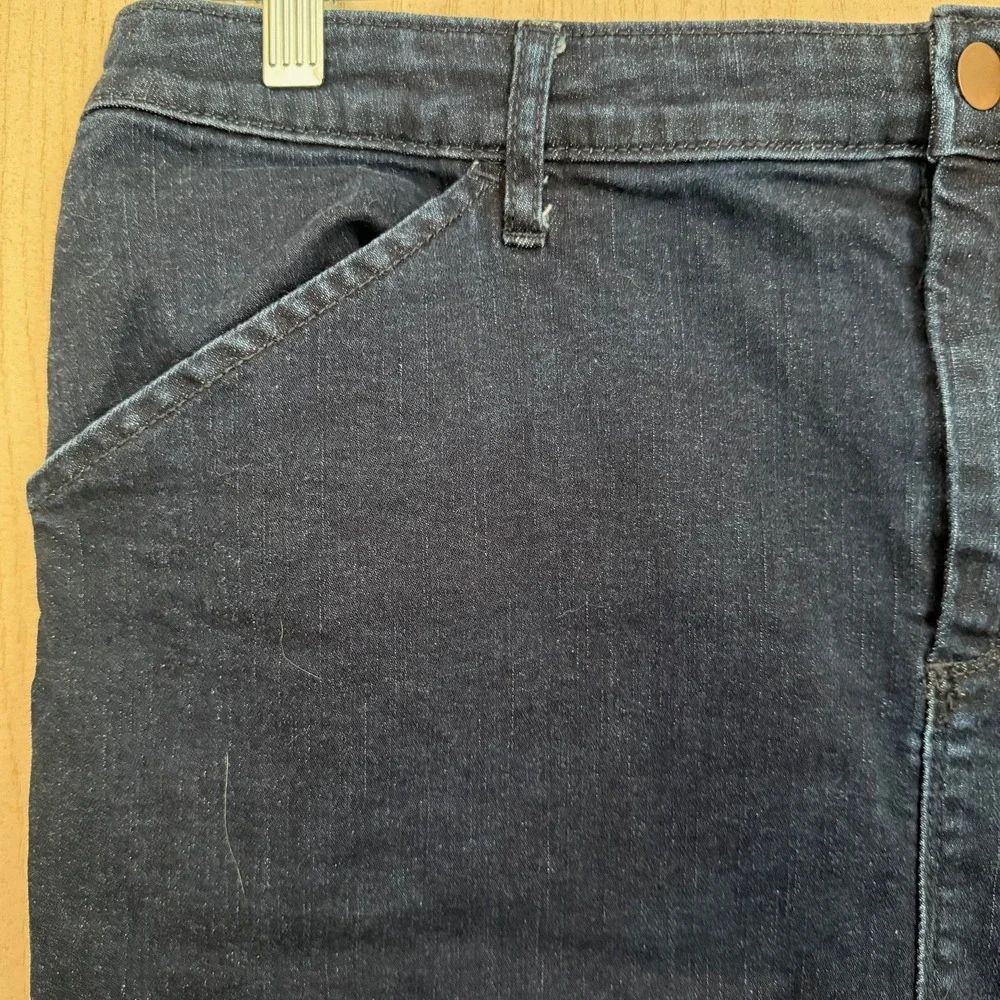 A New Day Dark Wash Denim Pencil Skirt Sz 16 Knee Length Blue Jean Preppy Casual
